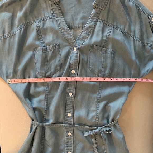 Guess soft denim button up dress with tie waist - Picture 7 of 14